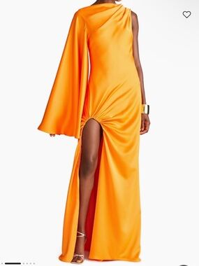 halston heritage orange pleated dress Halston Heritage Dress Orange Jersey Cross Back Dress Maxi Dress SZ 4 NEW  $326